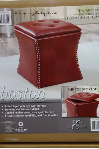 Emerald Home Boston Leather Storage Ottoman Costco