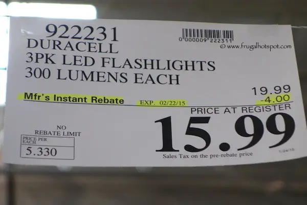 Duracell Durabeam Ultra 3-Pack LED Flashlights 300 Lumens Each Costco Price