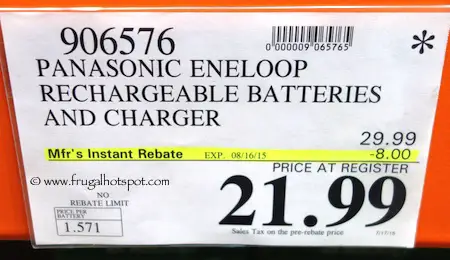 Panasonic Eneloop Rechargeable Batteries + Charger Costco Price