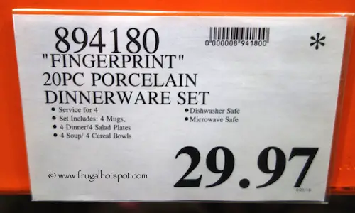 Over and Back Fingerprint 20 Piece Porcelain Dinnerware Set Costco Price