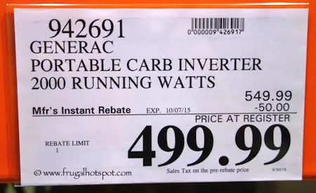 Generac Portable Digital Inverter Generator iX2000 Costco Price