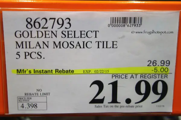 Golden Select Milan Mosaic Tile 5 Sq Ft Costco Price