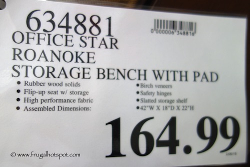 Office Star Roanoke Entry Bench Costco Price