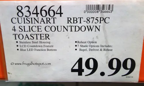 Cuisinart Countdown 4 Slice Toaster RBT-875PC Costco Price