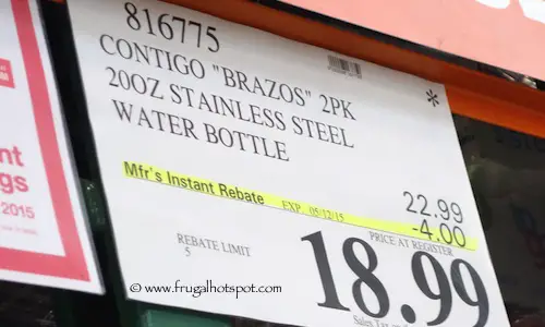 Contigo Brazos 2-Pack Stainless Steel Water Bottle Costco Price #816775
