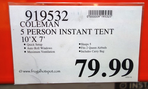 Coleman 5 Person Instant Dome Tent Costco Price