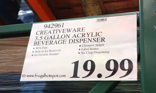 Creativeware 3.5 Gallon Acrylic Beverage Dispenser Costco Price