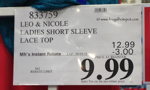 Leo & Nicole Ladies Short Sleeve Lace Top Costco Price