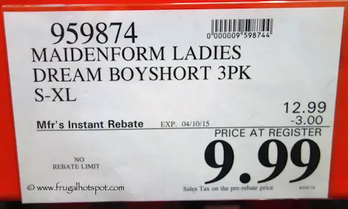Maidenform Ladies Dream Boyshort 3-Pack Costco Price