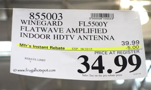 inegard FlatWave Amped Indoor Amplified HDTV Antenna Costco Price
