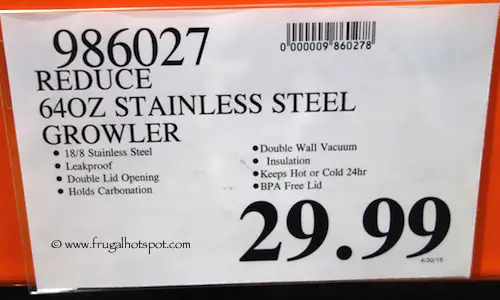 Reduce 64 oz Stainless Steel Growler Costco Price #986027