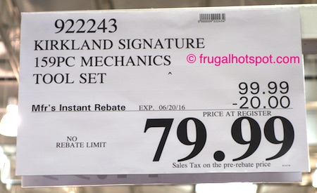 Kirkland Signature 159-Piece Mechanics Tool Set Costco Price | Frugal Hotspot
