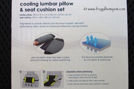 Aerocore Cooling Lumbar Pillow + Seat Cushion Set  Costco