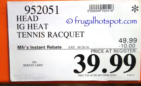 Head IG Heat Tennis Racquet + Case Costco Price | Frugal Hotspot