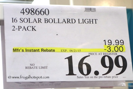 i6 Solar Bollard LED Lights 2-Pack Costco Price