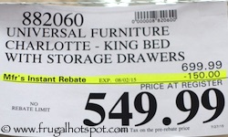 Universal Furniture Broadmoore Charlotte King Bed with Storage Drawers Costco Price