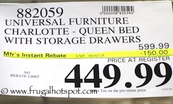 Universal Furniture Broadmoore Charlotte Queen Bed with Storage Drawers Costco Price