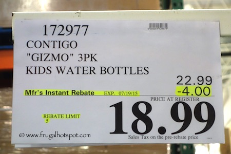 Contigo Gizmo Kids Water Bottle 3-Pack Costco Price