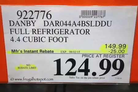 Danby 4.4 Cu. Ft. Refrigerator Costco Price