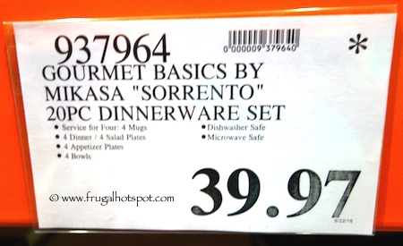 Gourmet Basics by Mikasa 'Sorrento' 20-Pc Dinnerware Set Costco Price