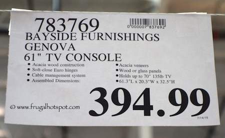 Bayside Furnishings Genova TV Console Costco Price