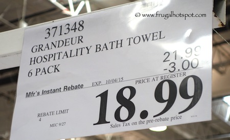 Grandeur Hospitality Bath Towel 6-Pack Costco Price
