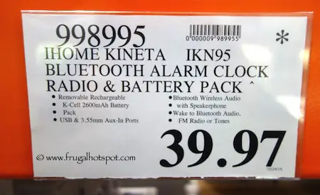 iHome Kineta Bluetooth Alarm Clock Radio Costco Price