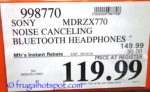 Sony Wireless Noise Canceling Headphones Costco Price