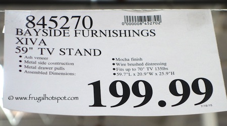 Bayside Furnishings Xiva TV Stand Costco Price