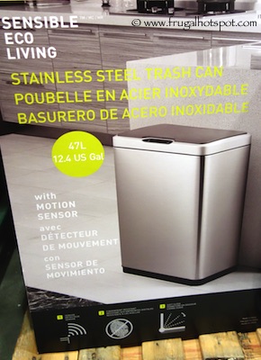 Sensible Eco Living 47L Stainless Steel Trash Can with Motion Sensor Costco