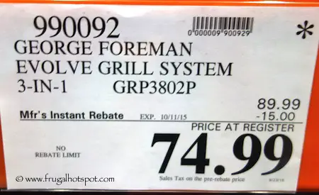 George Foreman Evolve Grill System (GRP3802P) Costco Price