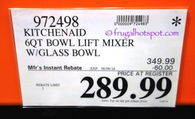 Costco Sale Price: KitchenAid 6-Quart Pro 600 Design Series Bowl-Lift Mixer