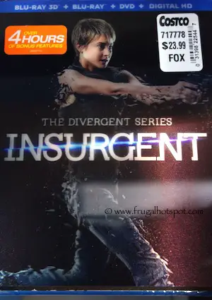 The Divergent Series: Insurgent Blu-ray 3D + Blu-ray + DVD + Digital HD Costco