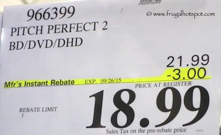 Pitch Perfect 2 Blu-ray + DVD + Digital HD Costco Price