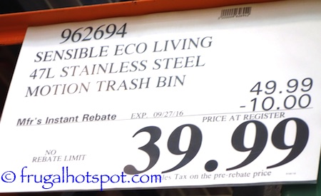 Sensible Eco Living 47L Stainless Steel Trash Can with Motion Sensor Costco Price | Frugal Hotspot