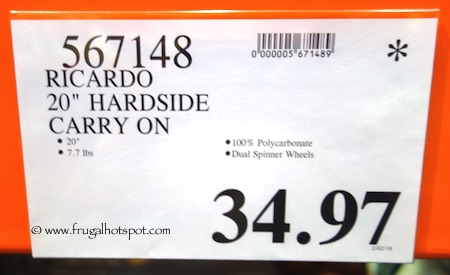 Ricardo 20" Hardside Superlight Carry-on Spinner Costco Price Frugal Hotspot