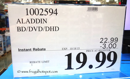 Disney Aladdin Diamond Edition Blu-ray/DVD/Digital HD Costco Price
