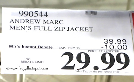 Andrew Marc Men’s Full Zip Puffer Jacket Costco Price
