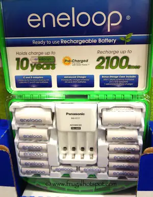 Panasonic Eneloop 12-Count Rechargeable Batteries + Charger Costco