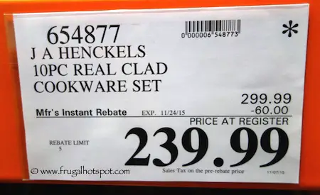 J.A. Henckels 10-Pc Ceramic Non-Stick Cookware Costco Price