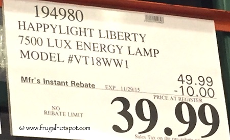 Verilux HappyLight Liberty 7500 Energy Lamp Costco Price