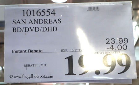San Andreas Blu-ray/DVD/Digital HD Costco Price