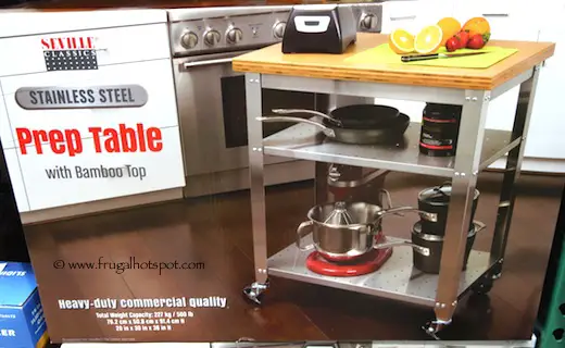 Seville Classics Stainless Steel Prep Table with Bamboo Top Costco