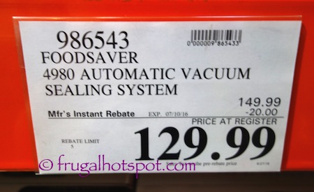 FoodSaver 4980 Automatic Vacuum Sealing System Costco Price | Frugal Hotspot