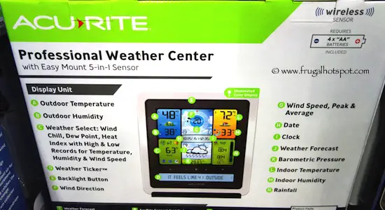 Acu Rite Color 5-in-1 Sensor Professional Weather Center Costco