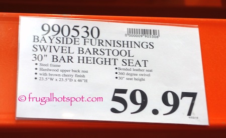 Bayside Furnishings Swivel Barstool 30" Bar Height Seat Costco Price | Frugal Hotspot