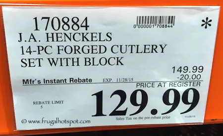 J.A. Henckels 14-Piece Forged Cutlery Set with Block Costco Price