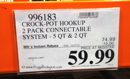 Crock-Pot Hook Up 5-Qt Oval + 2-Qt Round Costco Price