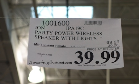 Ion Party Power Wireless Speaker with Party Lights Costco Price