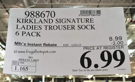 Kirkland Signature Ladies' Trouser Sock 6-Pairs Costco Price